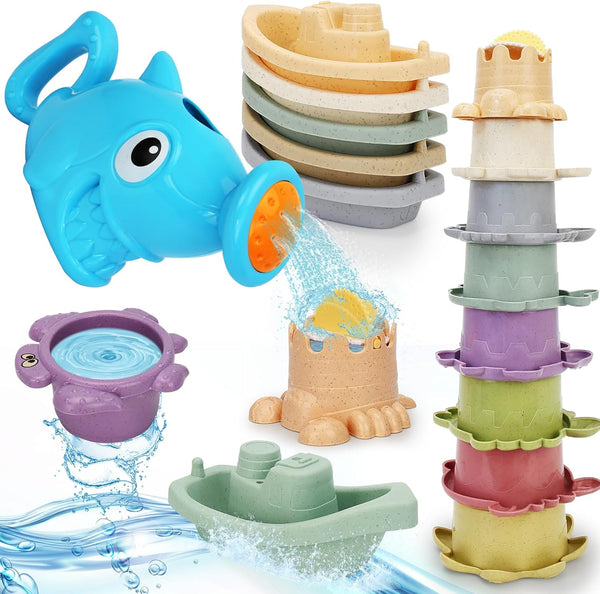 Baby Bath Toys for Toddlers 1-3, 14 Pcs Mold Free Bathtub Toys for Kids Age 2-4, Water Table Toys