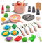 35Pcs Kids Kitchen Toy Accessories, Toddler Pretend Cooking Playset with Pots, Pans, and Food Set