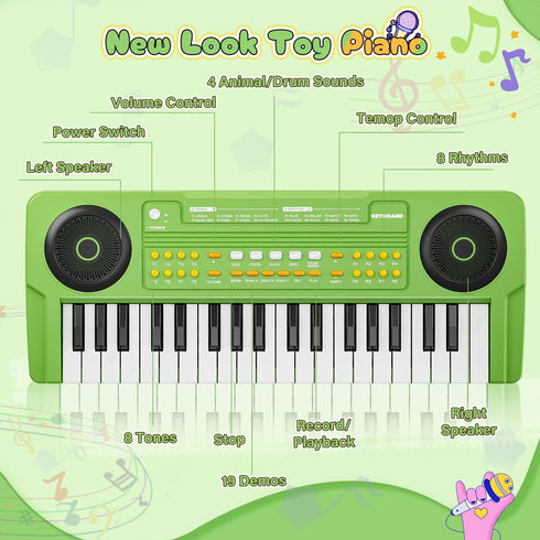 MusicForset 37 3 4 5 6 Upgraded Keys Kids Piano Keyboard Portable Toddler Music Toy Keyboard with Microphone Musical