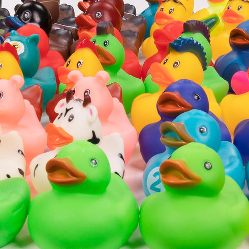 Pack 50 Kangaroo Mini Rubber Ducks Bulk of Floating Baby Bath Toys for Kids - Classroom Rewards - Pool Party & Birthday