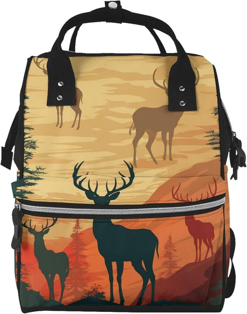 QSMJKLD Deer Show Diaper Bag with Changing Pad, Pacifier Holder - Multifunction Travel