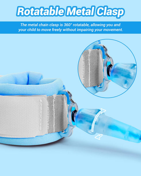 Dr.meter Kids Leash for Toddler - 8.2ft Reflective Anti Lost Wrist Link with Key & Lock, Blue