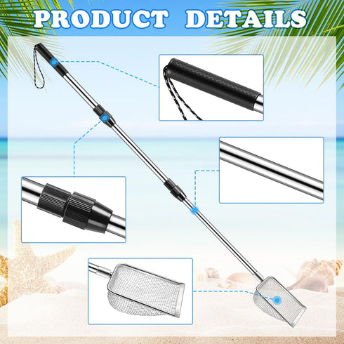 2 POILKMNI New Upgraded Pcs Shark Tooth Sifter with Seashell Bags, Beach Sand Sifter, Sand Scoop Shell Scooper
