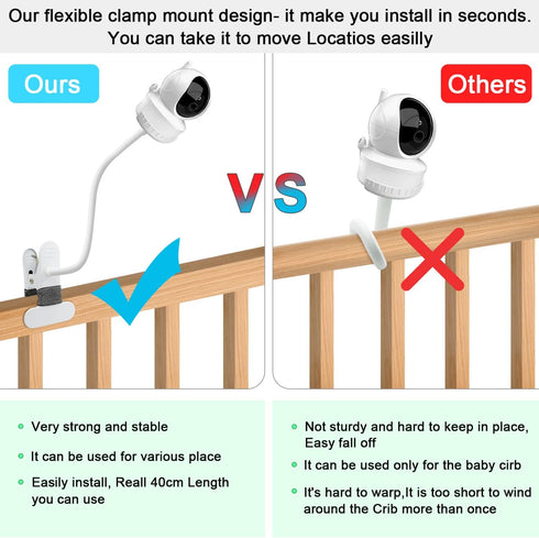 Baby Monitor Mount Compatible with Kidsneed SM935A/SM935C, iFamily SM650/SM651, ANMEATE SM650, Flexible Clip Clamp