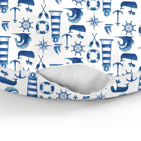 Navy White Nautical Marine Baby Nursing Pillow Covers for Boy Girl Lighthouse Compass Anchors Whale Nursing Pillowcase