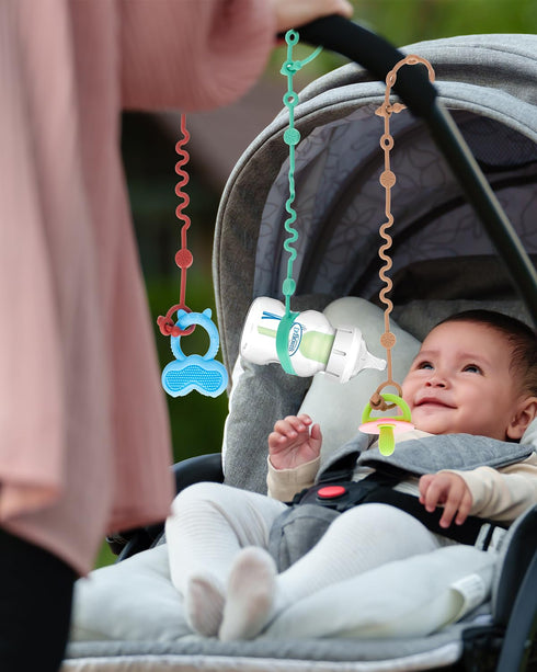 Toy Straps for Baby, Adjustable Holder for Stroller Accessories, Silicone Tether Pacifier Clip, 7-Pack