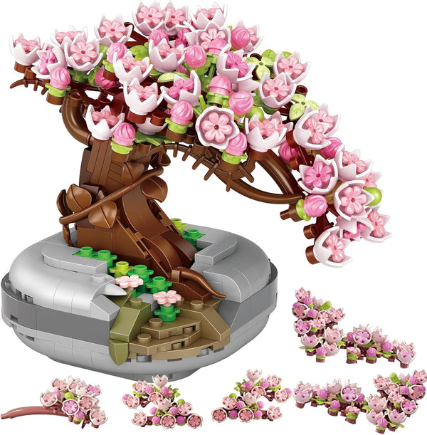 Building Blocks for Adults, Cherry Blossom Tree Building Toys, Bonsai Botanical Collection DIY Home Decoration Gifts