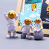 LUOZZY 3 Pcs Astronaut Figurines, Space Cake Toppers Decorations for Outer Space Cupcake (Golden)