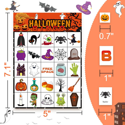 40 Players Halloween Bingo Game Cards, Hallowmas Goodie Bags Stuffers for Kids Holiday Party Supplies