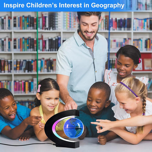 Gift(3.3 Inches) Flagest Magnetic Levitation Floating Globe, Levitating C Shape Globe with LED Lights for Education