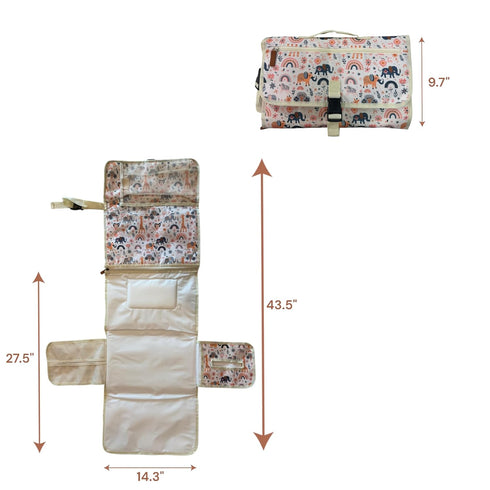 Generic Portable Changing Pad For Baby - Safari Animal Print - Large, XL, Easy Clean, Foldable - Waterproof