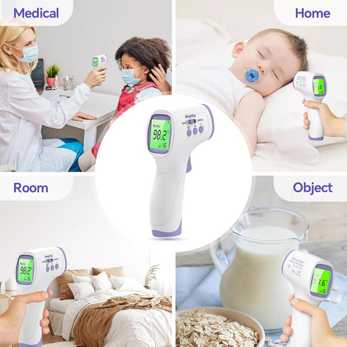 No-Touch Forehead Thermometer for Adults and Kids, Digital with Fever Alarm, 3 Backlit, 32 Memories