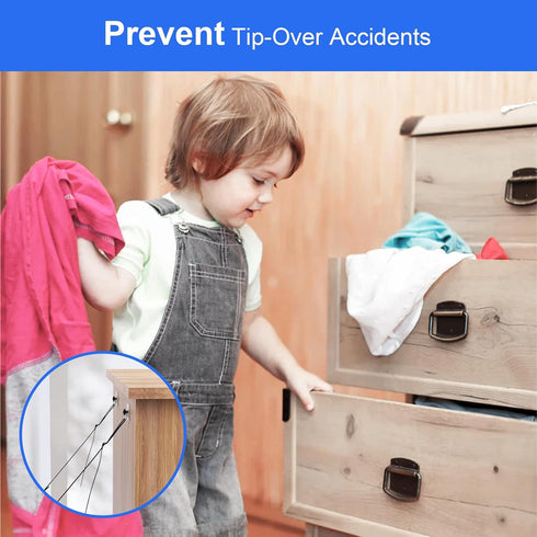 IMtKotW 2 Pcs Tv Safety Straps Adjustable,No Drill Anti Tip Furniture Anchors for Baby Proofing,Adhesive/Screw
