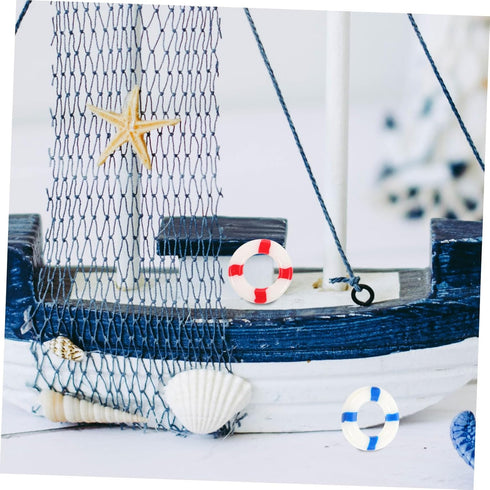 10pcs Mini Buoy & Micro Landscape Figurines - Nautical Life Ring Decorations for Dollhouse, Cupcake, Wedding Ornaments