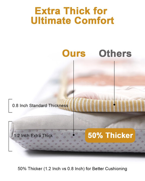 50" 50" TINYHARBO Premium Foam Baby Play Mat x Removable & Machine Washable Cover, Extra Thick Padding Playpen Mat