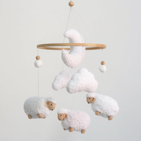 Goukurlsma Sheep Baby Mobile for Crib, Cloud Baby Crib Mobile for Girls &
