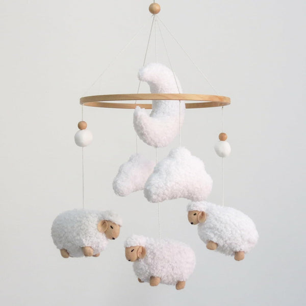 Goukurlsma Sheep Baby Mobile for Crib, Cloud Baby Crib Mobile for Girls &