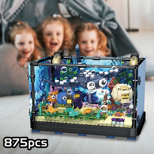 RiceBlock Sets 8-12 Year889PCS Fish Tank Aquarium Building Holiday Toy, Ocean Theme Construction Toys, Educational STEM