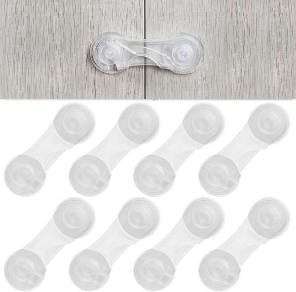 8 Packs Cabinet Door Locks for Baby Proof and Child Safety, Transparent Adhesive Locks for Drawer Cupboards