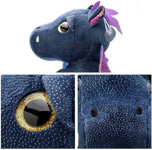 Dragon Stuffed Animal, Cute 10 inch Plush Doll Toy Gift for Girls Boys Christmas (Dragon Black)