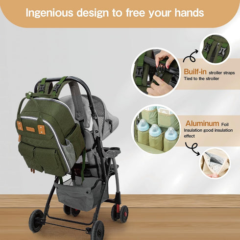 cutblajat Backpack 25L Diaper Bag Capacity with Changing Pad for Boys and Girls Essential Baby Stuff for Mom (Gray)