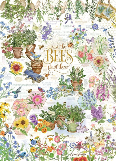 Cobble Hill 1000 Piece Puzzle - Save The Bees with Sample Poster Included
