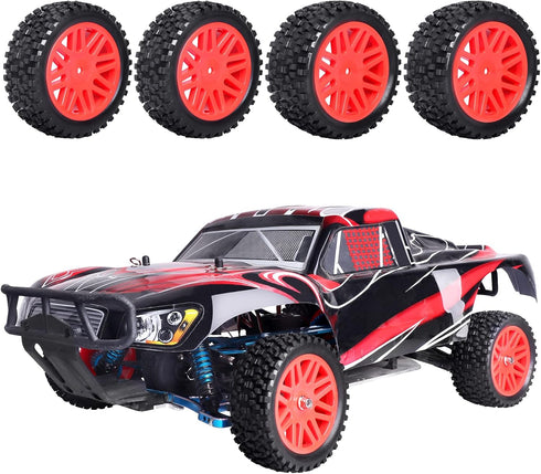 Hobbypark 12mm Hex RC 1/10 Buggy Wheels and Tires Set, Height 3.46''(88mm) for Redcat Shockwave Tornado S30 EPX/PRO