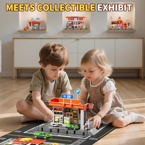 Playsets, Playset, 1:64 Toy Cars Toy Car Wash for Kids, Activity Drivers Scale Car, Parking lot with Track, Foam