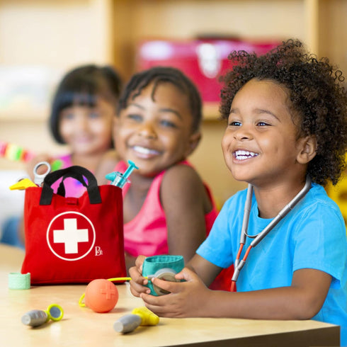 18+ B. toys Mini Doctor Care Kit with Realistic Tools for Toddlers & Kids Educational Toys for Role Play & Imaginative