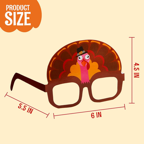 JOYIN 24 Pcs Thanksgiving Turkey Eyeglasses, Pumpkin Maple Leaves Photo Props for Kids Thanksgiving Party