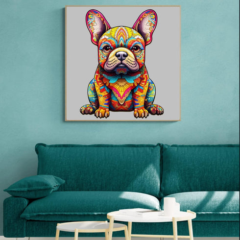 Wooden Puzzles for Adults and Kids, French Bulldog (L-240pcs) Unique Shaped Animal Jigsaw Puzzles, 13.7*10.5in