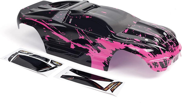 Custom Body Muddy Hot Pink Over Black Style Compatible for E-Revo 1/10 Scale RC Car or Truck (Truck not Included)