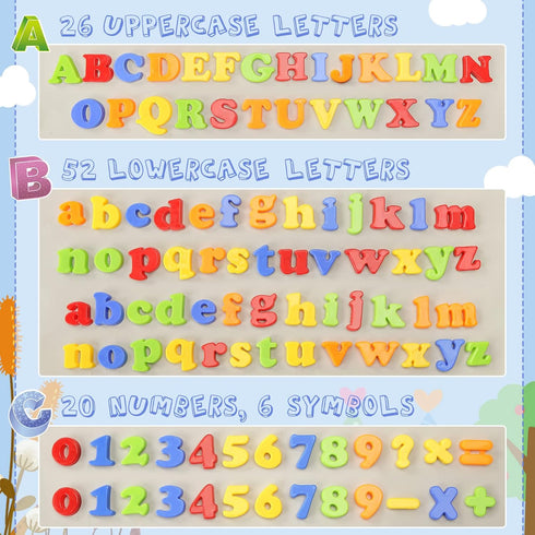 LovesTown 104PCS Magnetic Letters Numbers, Educational Toy Set for Preschool Learning, Fridge Magnets for Kids
