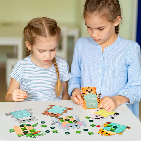 Capoda 24 Pack Jungle Animals Safari Theme Party Favors, Tic Tac Toe Strategic Board Game with Storage Bags