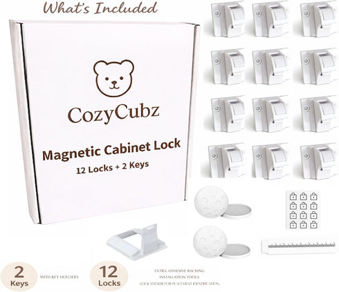 Generic CozyCubz 12 2 Magnetic Cabinet Locks - Locks & Keys Baby Proofing Kit, Child Safety Locks for Cabinet