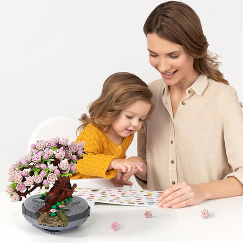 Mini Bricks Cherry Blossoms Plant Building Kit, DIY Simulating Plant Ecology Collection Toy for Adults and Children