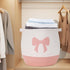 17.7"x15.7" Large Baby Laundry Hamper, Pink Bow Laundry Basket for Baby Girl, Toy and Blanket Storage Basket