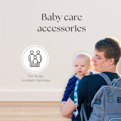 Dodo Babies Diaper Bag Backpack Set - Insulated & Waterproof Pockets, Plus Two Pacifier Clips, Binky Case & Stroller