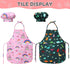 FunsLane Set, 2 Set, Kids Cooking and Baking Chef Pcs Apron (Pink Green) Chef Hat Accessories Complete Cooking Dress Up