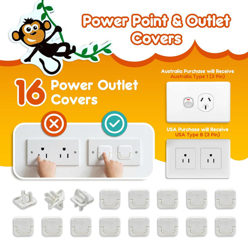 DAPPER CREATIVE 67 Pack Pinch Child Safety Kit - Baby Proofing Essentials | Magnetic Cabinet Locks, Power Point Outlet