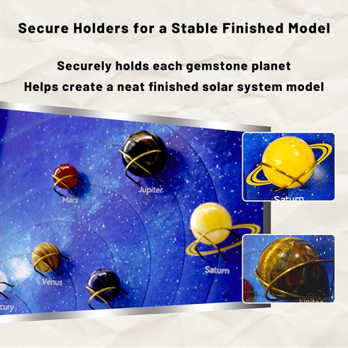 HCOREY 8-12, 8 8.8" 6.7" Solar System Model Kit for Kids Real Gemstone Planets Marbles, STEM Educational Space Toys