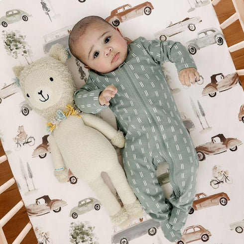 Stretch Ultra Soft Jersey Knit Fitted Crib Sheets Set, 2 Pack, Stylish Cars Print for Boys and Girls