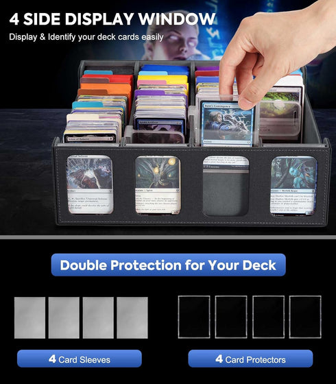 MoKo Card Storage Box for Trading Cards, 3000+ MTG Deck Box with 24 Colorful Dividers & 4 Card Supporters