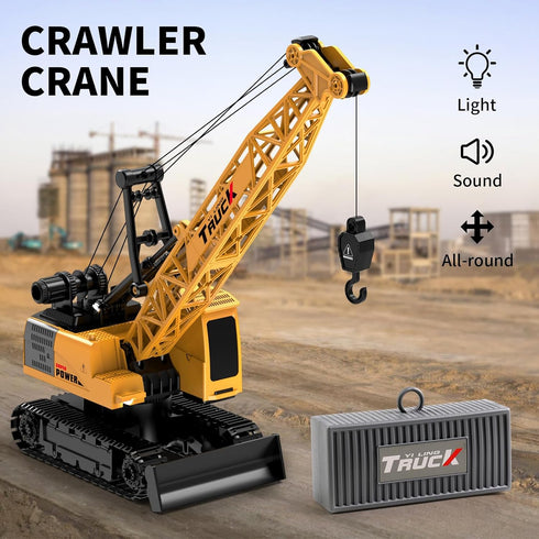 Boys,11-Channel 2.4GHz 3 4-7 8 9 10 Dwi Dowellin Remote Control Crawler Crane for RC Construction Crane Toy for Kids