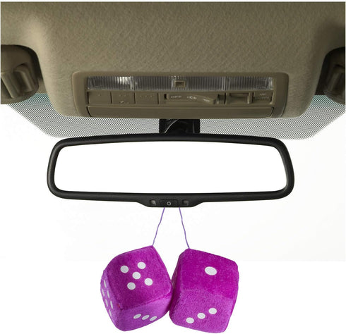 Funny Party Hats Purple Fuzzy Dice, Hanging Car Mirror Dice, 50's Retro