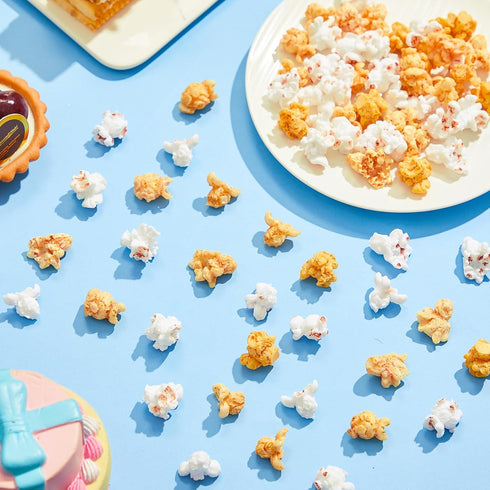 240 Junkin Pieces Fake Popcorn Decor Resin Artificial Miniature Popcorn Resin Food Props Pendant for Keychain Earring