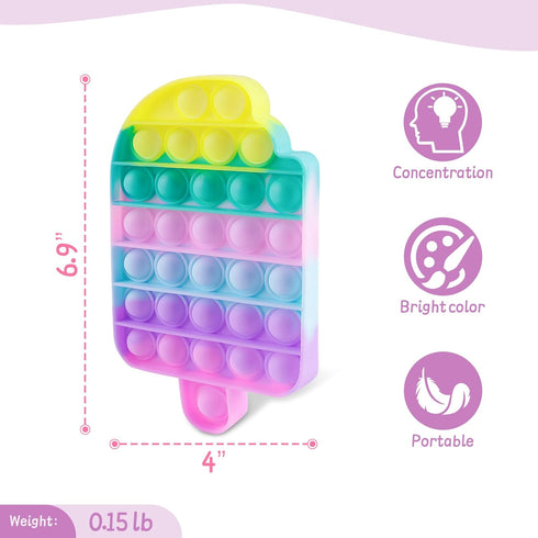 Woplagyreat 3 4 5 7 8 Ice Cream Fidget Toys, Push Bubble Sensory Toy for Kids Toddler Age Silicone Stress Relief Small