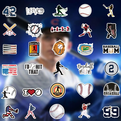 Baseball Stickers 100PCS for Water Bottles, Helmet Stickers Gifts for Boys/Girls, Baseball Gifts for Teen Boys