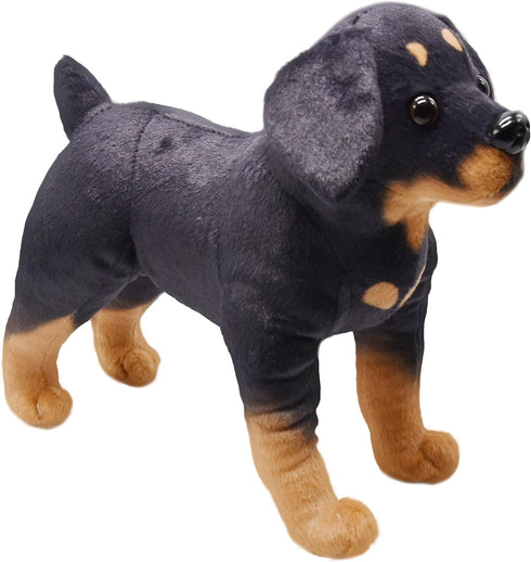 Lifelike Rottweiler Dog Stuffed Animal Simulated Plush Puppy Toy Doll Super Realistic Black Dogs Act Like Real Excellent Gifts for Kids Birthday Party Dog Collection 12 Inches (Rottweiler)