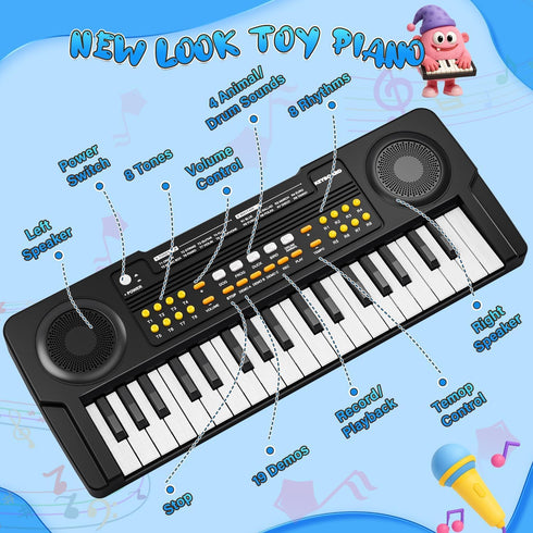 MusicForset 37 3 4 5 6 Upgraded Kids Piano Keyboard Keys Toddler Keyboard with Microphone Learning Instrument Musical
